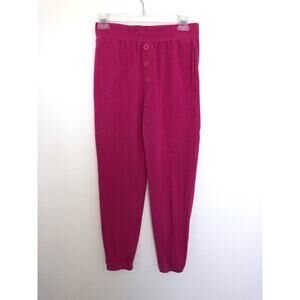 Monrow Mid-Rise Faux Button Fly Front Pleated Pink Joggers - S